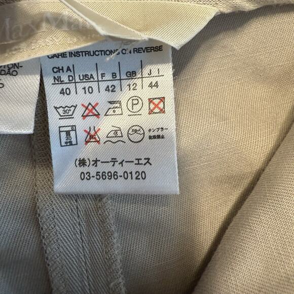 Max Mara Women's Skirt Linen Blend Khaki Knee Length Size 10 Made In Italy EUC - Picture 7 of 12